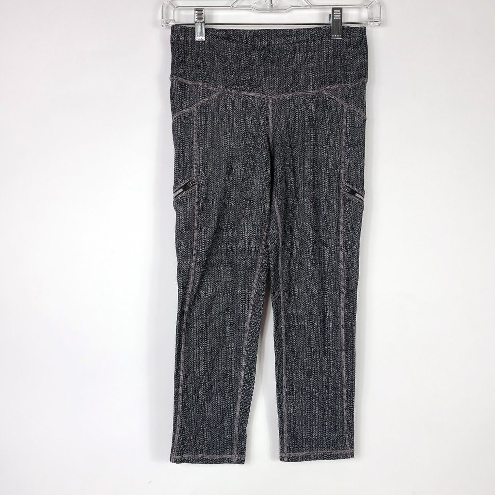 Athleta Herringbone Black Static Drifter Capri Le… - image 2